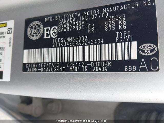 2010 Toyota Corolla Matrix მანქანა იყიდება აუქციონზე, vin: 2T1KU4EE9AC243404, აუქციონის ნომერი: 12561091