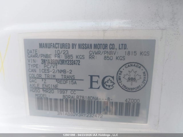 Nissan Sentra 2024 3N1AB8DV3RY232472 Image 9