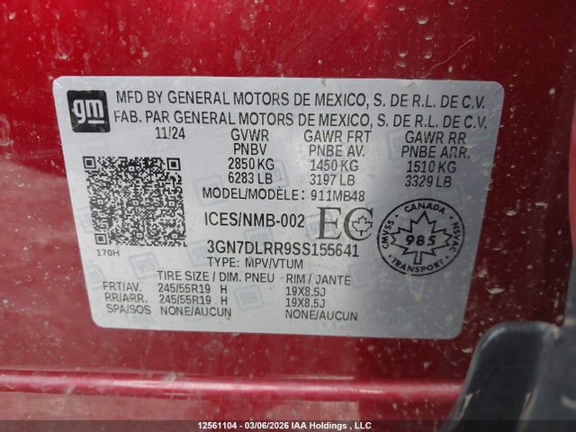 Продаж на аукціоні авто 2025 Chevrolet Equinox Ev Lt, vin: 3GN7DLRR9SS155641, номер лоту: 12561104