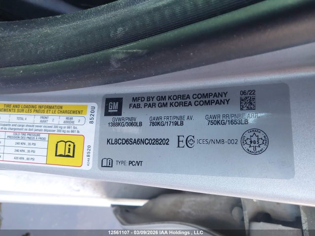 Chevrolet SPARK 1LT 2022 KL8CD6SA6NC028202 Image 9