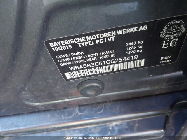 Aukcja sprzedaży 2016 Bmw 535i Xdrive, vin: WBA5B3C51GG254419, numer aukcji: 12561112