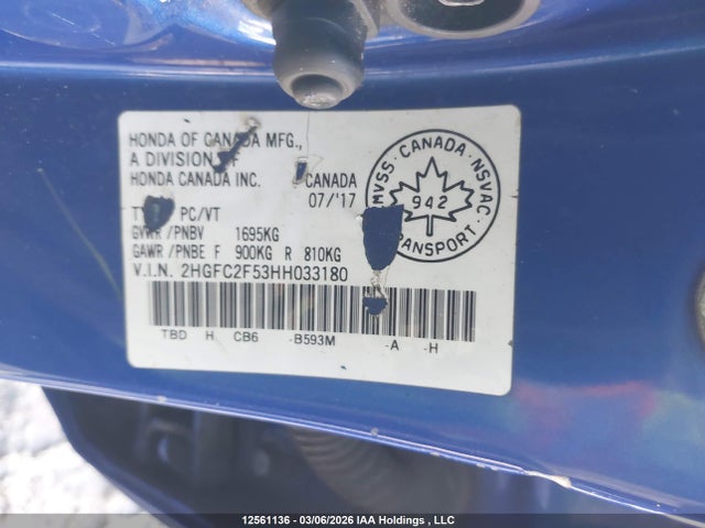 Aukcja sprzedaży 2017 Honda Civic Lx, vin: 2HGFC2F53HH033180, numer aukcji: 12561136
