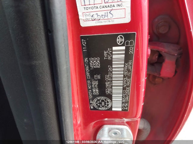 Aukcja sprzedaży 2008 Toyota Yaris, vin: JTDBT923181221267, numer aukcji: 12561146
