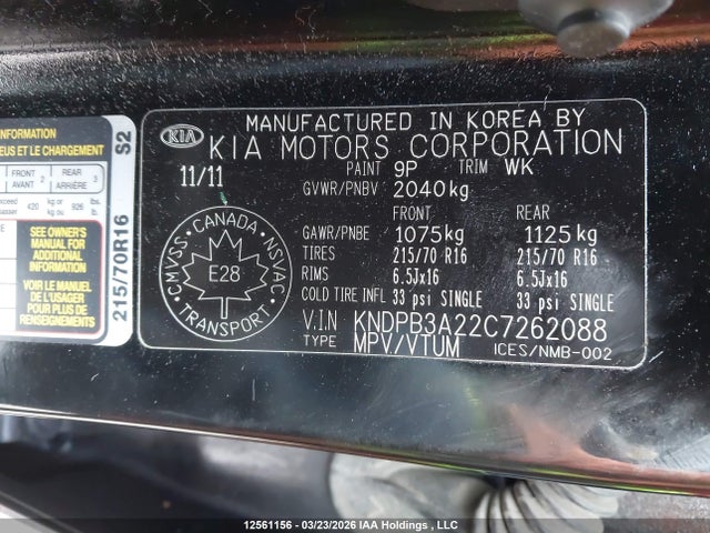 Aukcja sprzedaży 2012 Kia Sportage Lx, vin: KNDPB3A22C7262088, numer aukcji: 12561156