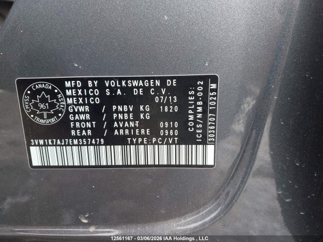 3VW1K7AJ7EM357479 Volkswagen Jetta