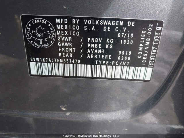 3VW1K7AJ7EM357479 Volkswagen Jetta