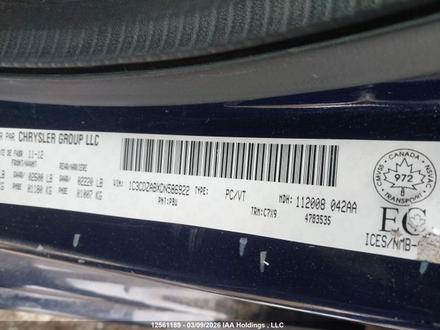 Aukcja sprzedaży 2013 Dodge Avenger, vin: 1C3CDZABXDN586922, numer aukcji: 12561189