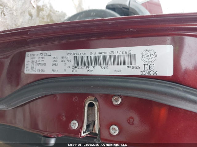 12561190 :رقم المزاد ، 1C6RR7LT0KS718724 vin ، 2019 Ram 1500 Classic Slt مزاد بيع