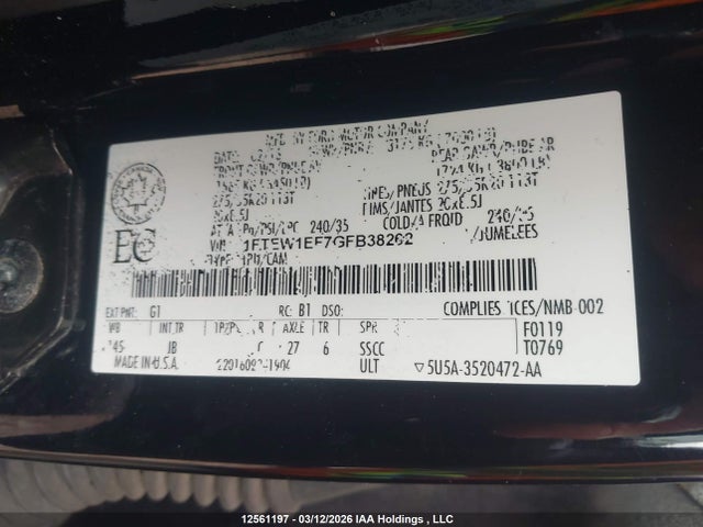 Продаж на аукціоні авто 2016 Ford F150 Supercrew, vin: 1FTEW1EF7GFB38262, номер лоту: 12561197