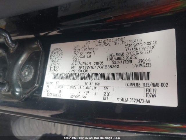 Продаж на аукціоні авто 2016 Ford F150 Supercrew, vin: 1FTEW1EF7GFB38262, номер лоту: 12561197