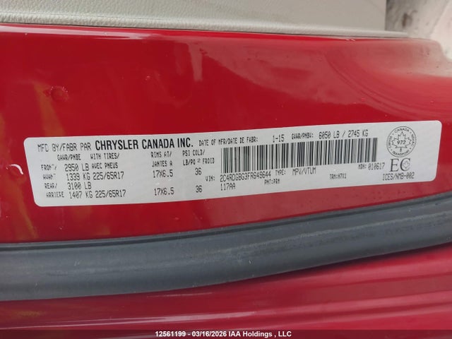 Aukcja sprzedaży 2015 Dodge Grand Caravan Se, vin: 2C4RDGBG3FR649644, numer aukcji: 12561199