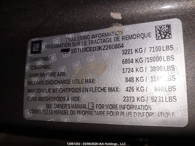 1GTU9CED3KZ260864 GMC Sierra 1500 Elevation
