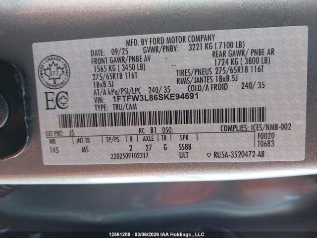 1FTFW3L86SKE94691 Ford F150 Xlt
