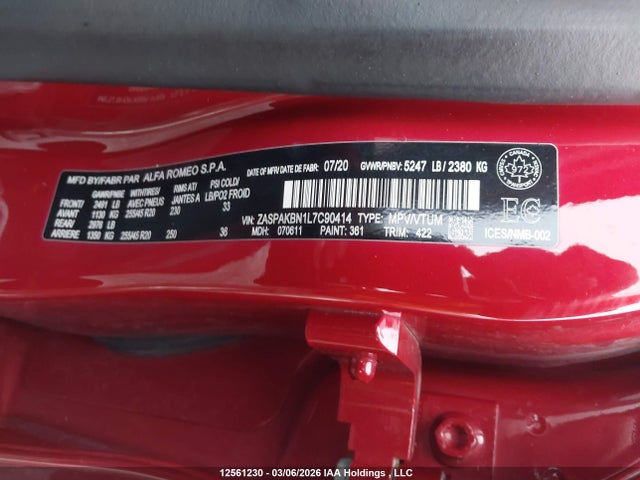 ZASPAKBN1L7C90414 Alfa Romeo Stelvio Ti Carbon Awd