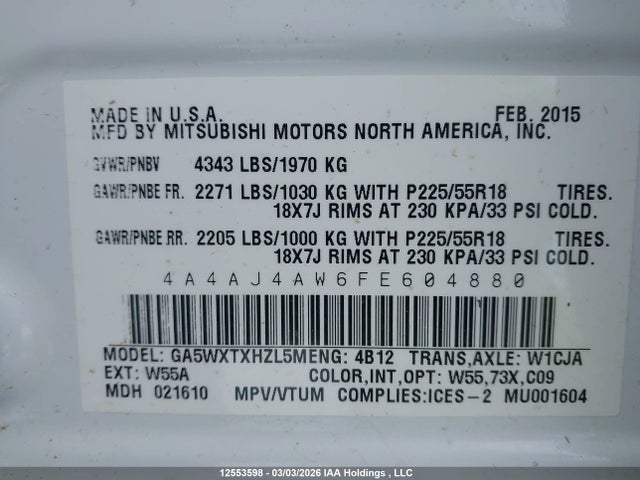 Mitsubishi Rvr Gt 2015 4A4AJ4AW6FE604880 Image 18