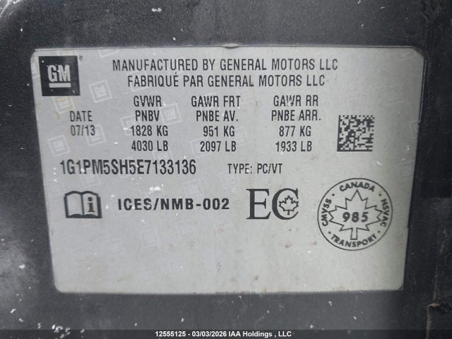 1G1PM5SH5E7133136 Chevrolet Cruze 2ls