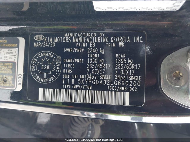 5XYPGDA32LG690200 KIA Sorento