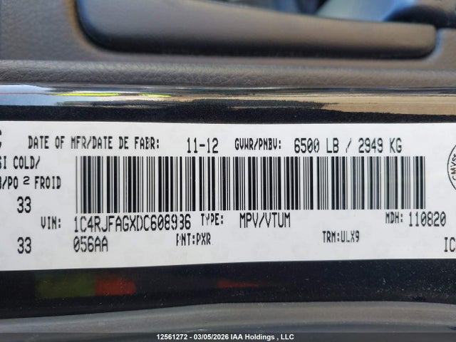 Aukcja sprzedaży 2013 Jeep Grand Cherokee Laredo, vin: 1C4RJFAGXDC608986, numer aukcji: 12561272