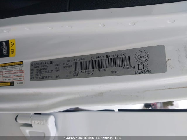 12561277 :رقم المزاد ، 1C6HJTFG5LL183055 vin ، 2020 Jeep Gladiator Overland مزاد بيع