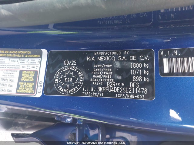 Aukcja sprzedaży 2025 Kia K4 Ex, vin: 3KPFU4DE2SE211478, numer aukcji: 12561281