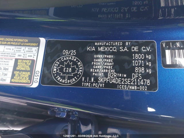 Aukcja sprzedaży 2025 Kia K4 Ex, vin: 3KPFU4DE2SE211478, numer aukcji: 12561281
