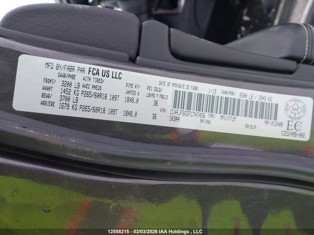 1C4RJFBG5FC747456 Jeep Grand Cherokee Limited