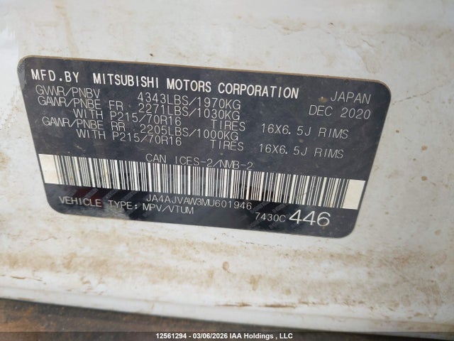 JA4AJVAW3MU601946 Mitsubishi Rvr Se/sel/le/gt