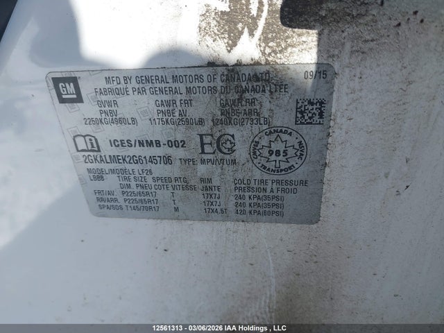 Продажа на аукционе авто 2016 Gmc Terrain Sle-1, vin: 2GKALMEK2G6145706, номер лота: 12561313