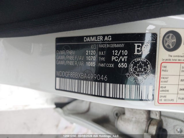 Aukcja sprzedaży 2011 Mercedes-benz C 300 4matic, vin: WDDGF8BBXBA499046, numer aukcji: 12561314