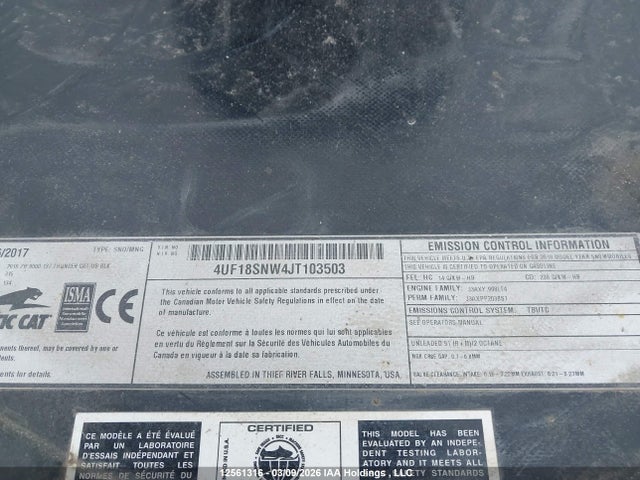 4UF18SNW4JT103503 Arctic Cat Snowmobile