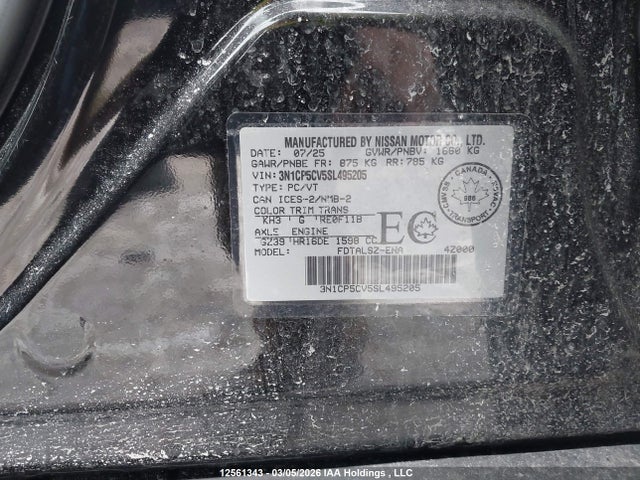 12561343 :رقم المزاد ، 3N1CP5CV5SL495205 vin ، 2025 Nissan Kicks Play Sv مزاد بيع