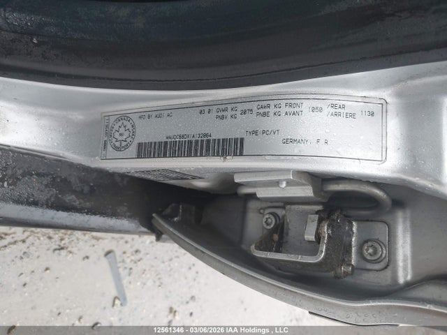 Продажа на аукционе авто 2001 Audi A4 1.8t Quattro, vin: WAUDC68DX1A132064, номер лота: 12561346