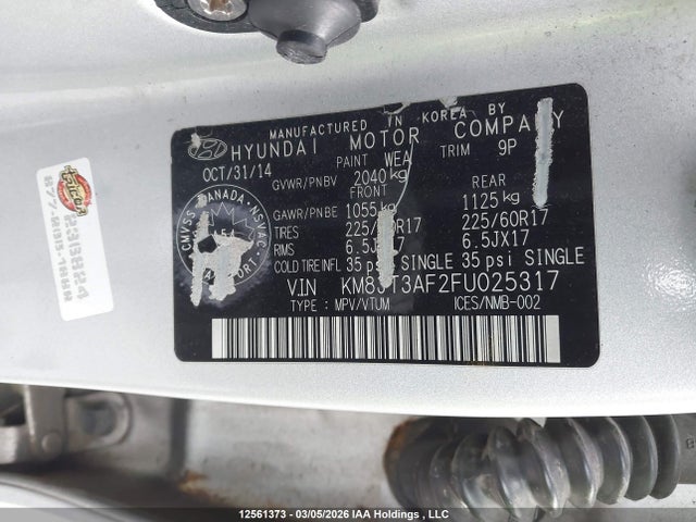 Aukcja sprzedaży 2015 Hyundai Tucson Gl, vin: KM8JT3AF2FU025317, numer aukcji: 12561373
