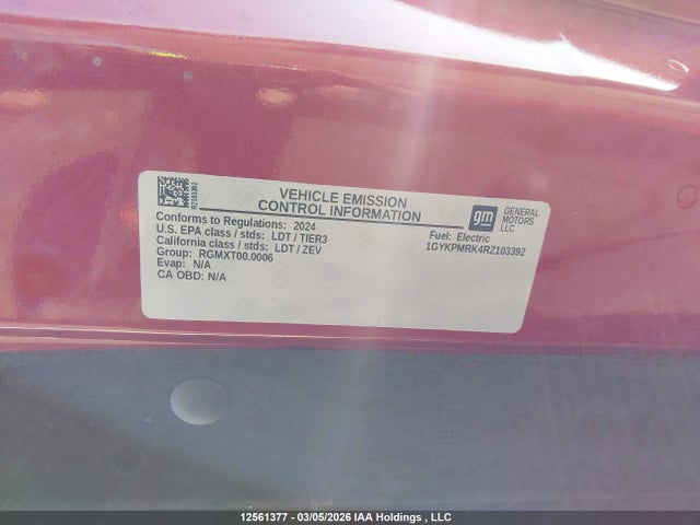 12561377 :رقم المزاد ، 1GYKPMRK4RZ103392 vin ، 2024 Cadillac Lyriq Tech Rwd مزاد بيع