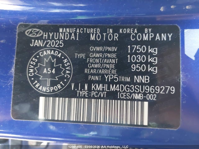 KMHLM4DG3SU969279 Hyundai Elantra Sel Sport