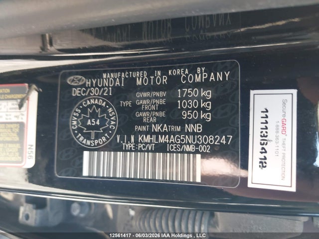 Aukcja sprzedaży 2022 Hyundai Elantra Preferred Ivt With Sun And Tech Package, vin: KMHLM4AG5NU308247, numer aukcji: 12561417