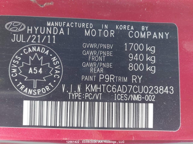 Продаж на аукціоні авто 2012 Hyundai Veloster, vin: KMHTC6AD7CU023843, номер лоту: 12561422