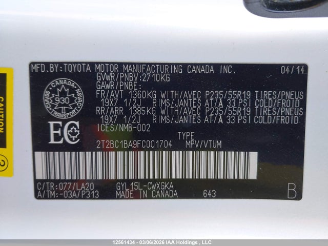 2T2BC1BA9FC001704 Lexus RX 450H