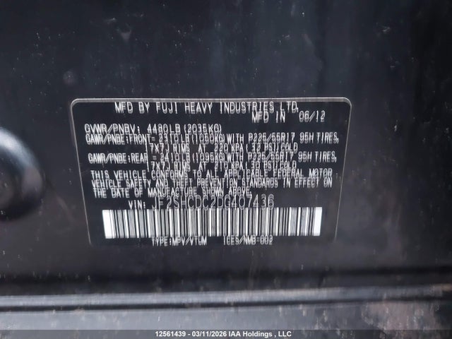 Aukcja sprzedaży 2013 Subaru Forester 2.5x Touring, vin: JF2SHCDC2DG407436, numer aukcji: 12561439
