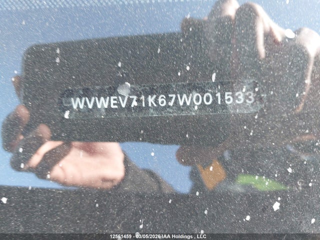 12561459 :رقم المزاد ، WVWEV71K67W001533 vin ، 2007 Volkswagen New Gti مزاد بيع