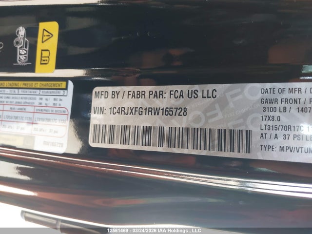 1C4RJXFG1RW165728 Jeep Wrangler Rubicon