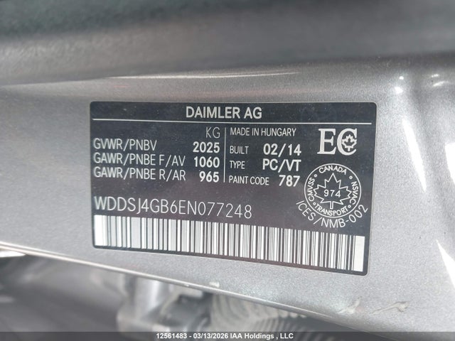 Aukcja sprzedaży 2014 Mercedes-benz Cla 250 4matic, vin: WDDSJ4GB6EN077248, numer aukcji: 12561483
