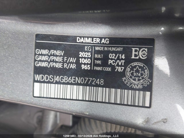 Aukcja sprzedaży 2014 Mercedes-benz Cla 250 4matic, vin: WDDSJ4GB6EN077248, numer aukcji: 12561483