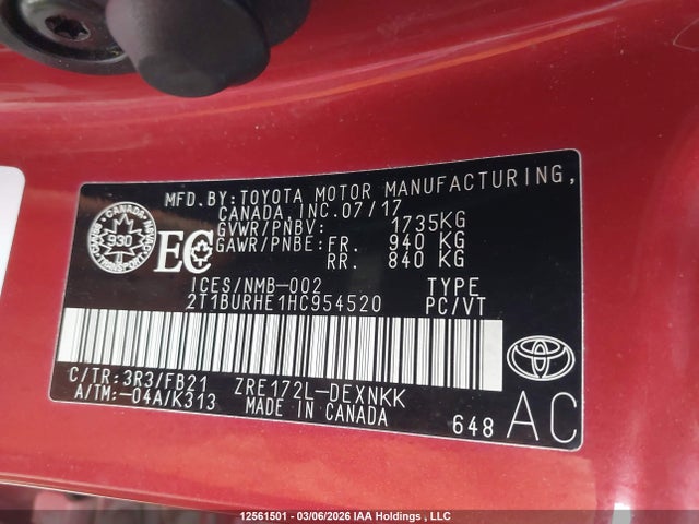 2T1BURHE1HC954520 Toyota Corolla L/le/xle/se/xse