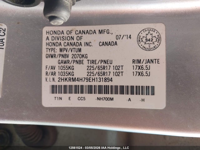 2HKRM4H79EH131894 Honda CR-V EXL