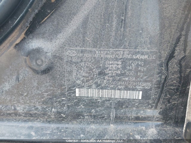 12561531 :رقم المزاد ، 5NPDH4AE2DH348886 vin ، 2013 Hyundai Elantra Gl مزاد بيع