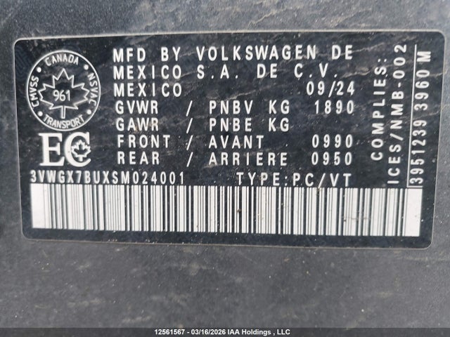3VWGX7BUXSM024001 Volkswagen Jetta