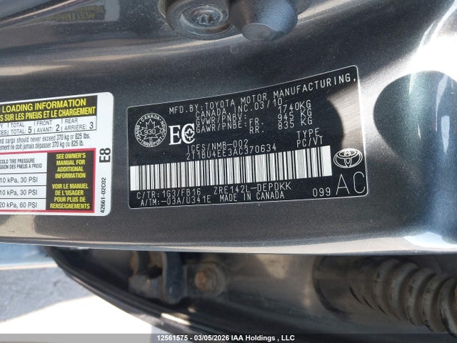 2010 Toyota Corolla Ce მანქანა იყიდება აუქციონზე, vin: 2T1BU4EE3AC370634, აუქციონის ნომერი: 12561575