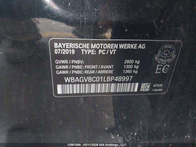 Aukcja sprzedaży 2020 Bmw M850i Gran Coupe Xdrive, vin: WBAGV8C01LBP48997, numer aukcji: 12561589