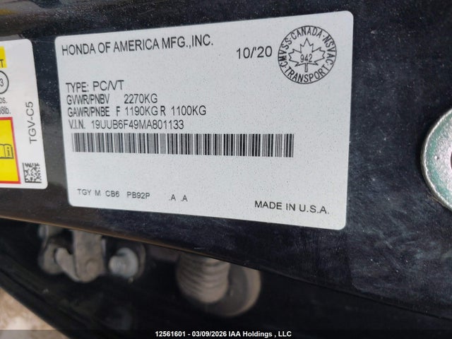 19UUB6F49MA801133 Acura TLX